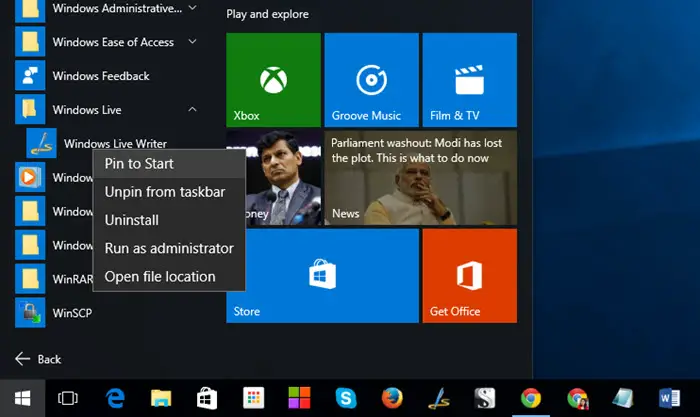 Pin Fav Apps Windows 10