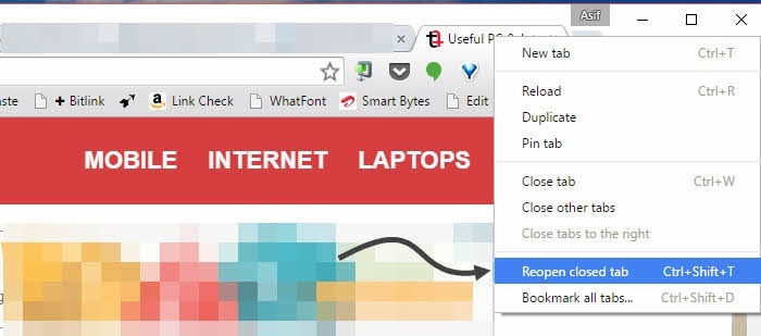 Open Closed Tabs Chromne