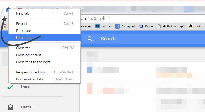 Pin Tab Chrome Feature