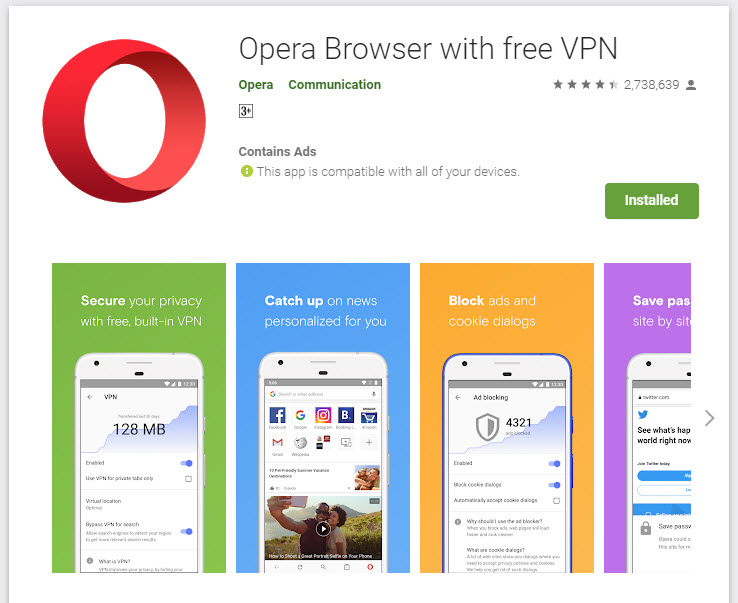 Opera’s Android VPN Returns As A Built-in Browser Feature