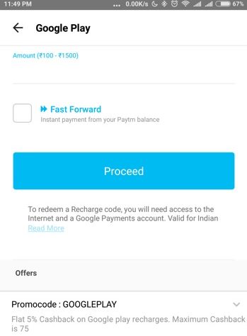 PayTM Google Value Recharge Code 02
