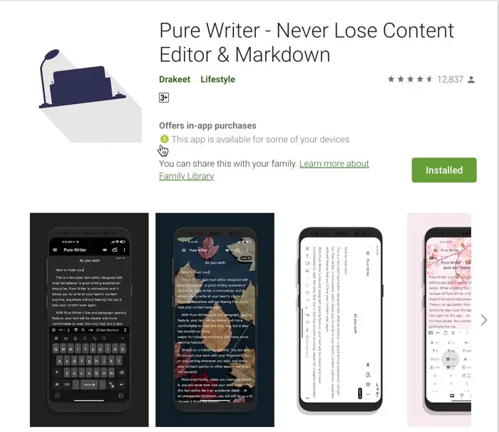 Android App for Writers