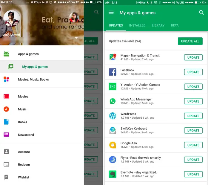 Play Store Update Install Apps