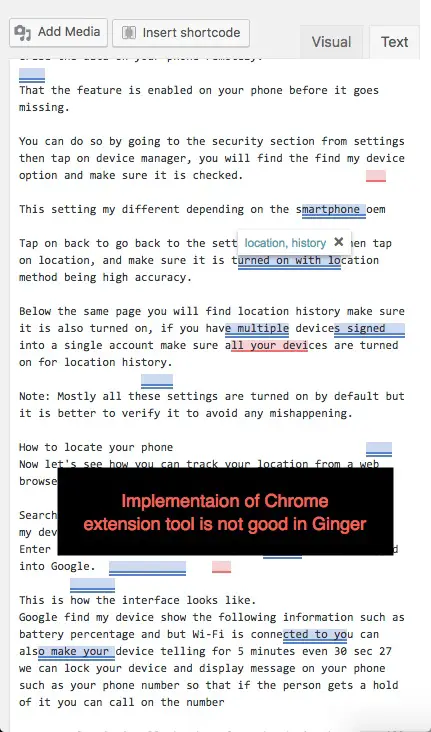 Ginger Chrome Extension for tool implementtion