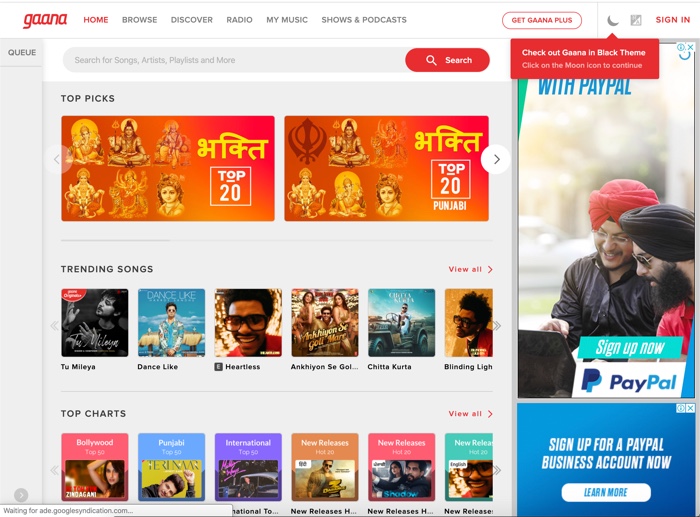 Gaana Steaming Service