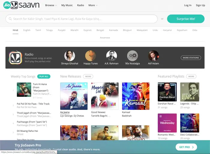JioSavn Music App