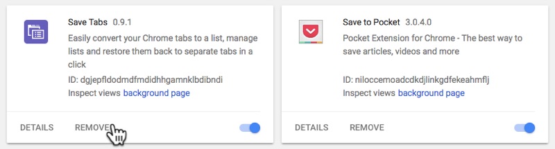 Remove Save Tabs Extension