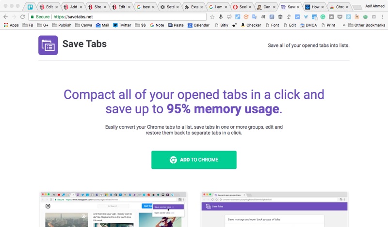 Save Tabs Landing page