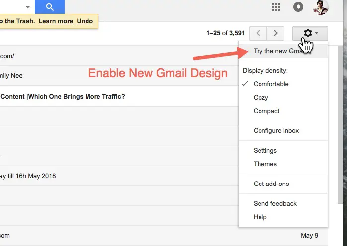Enable NEw Design in Gmail