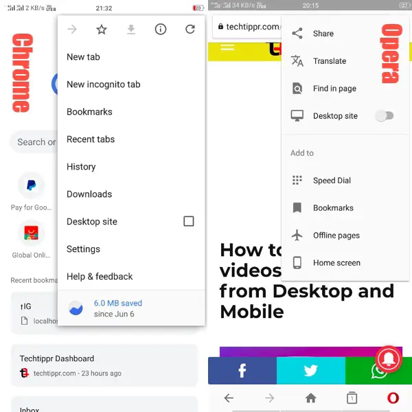 Browser Options in Opera and Chrome