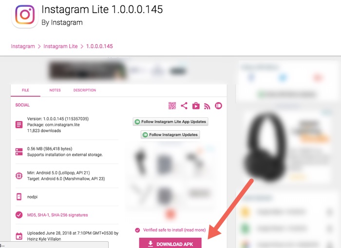 Download Latest APK Instagram Lite