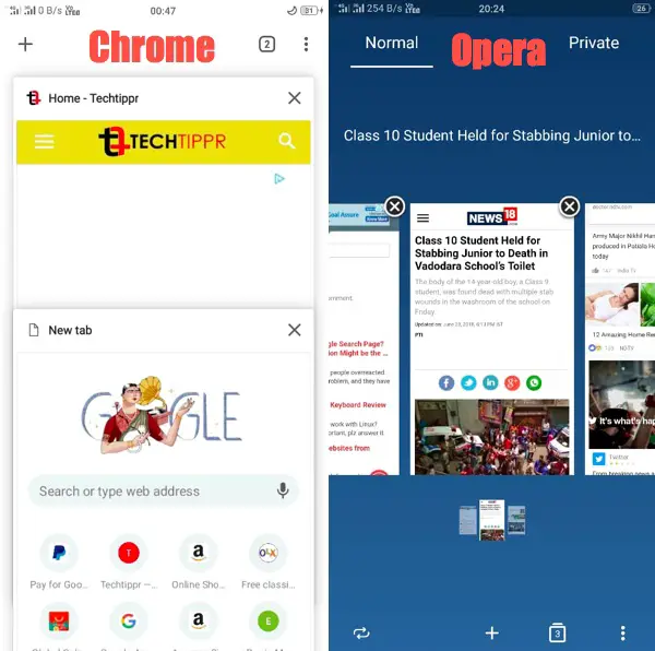Swtiching Tabs in Chrome and Opera