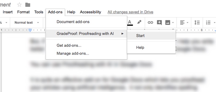 Proodreading with AI AddOns for GoogleDocs