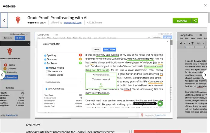 Proodreadings with AI Addone for GoogleDocs