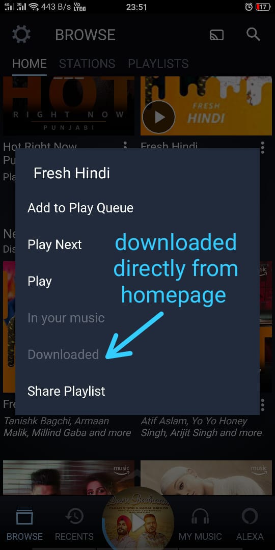 Download Songs ALbums Directly from Homepage in Amazon Music