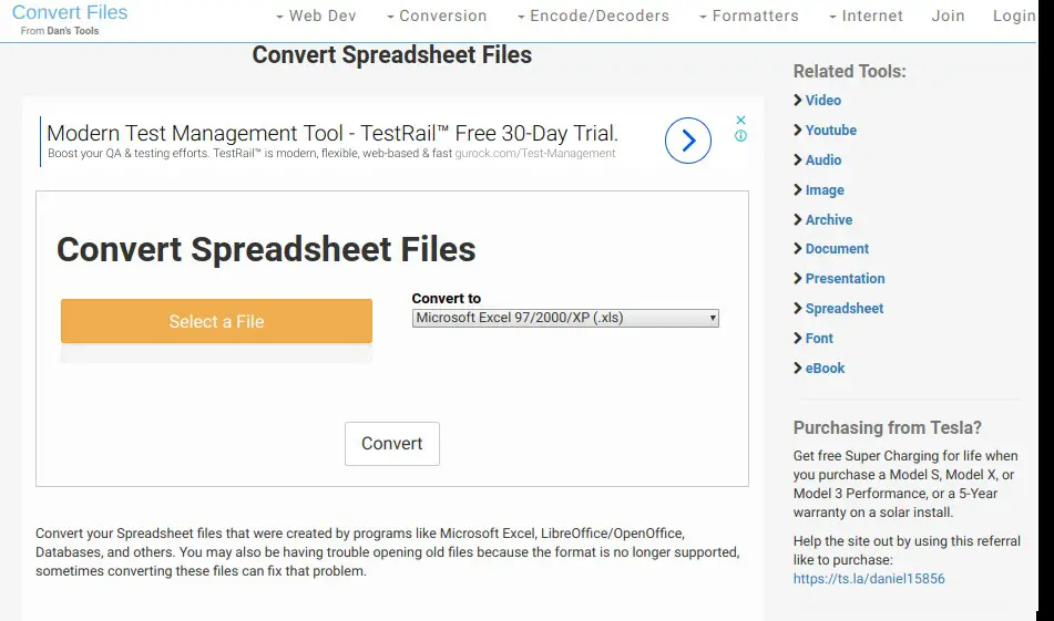 Free Online Spreadsheet Convertor