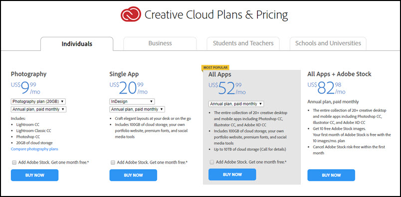 Adone Creative Cloud Plans