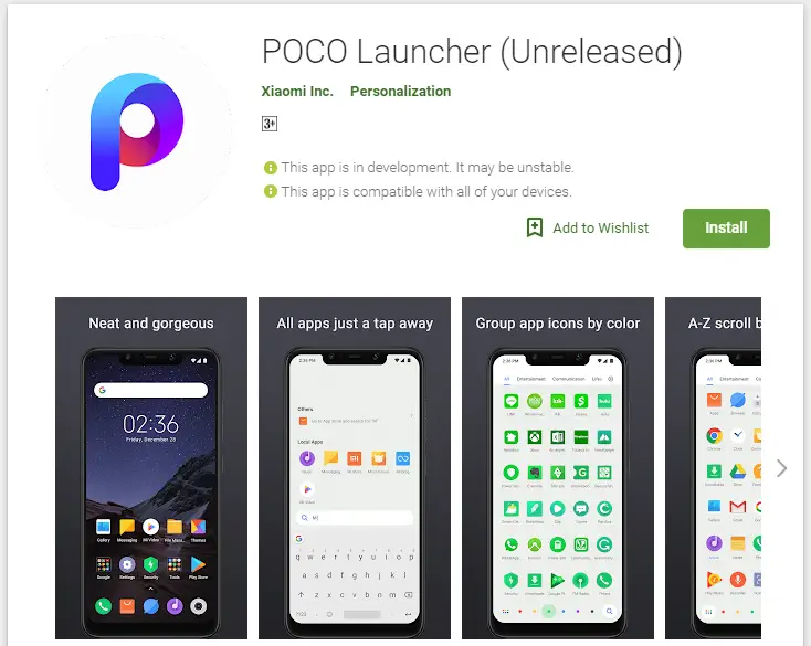 Poco F1 Launcher on Play Store