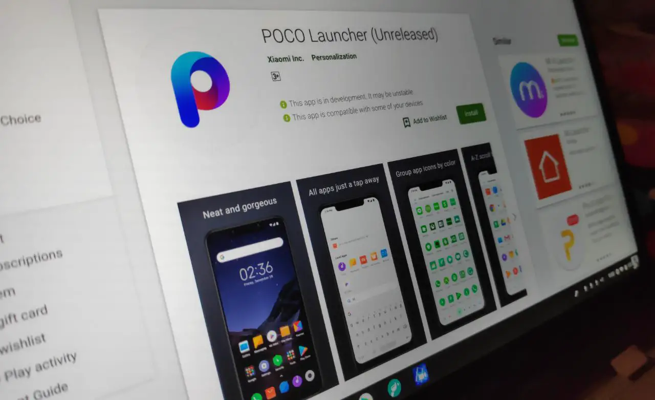 Poco Launcher in Play Store
