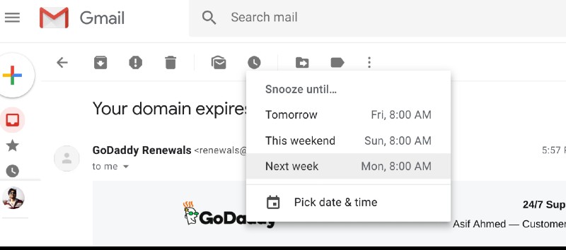 Snooze Emails in New Gmail