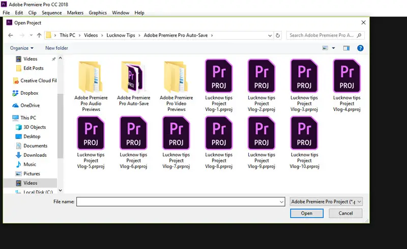 Adobe Premier Pro Auto Save Feature