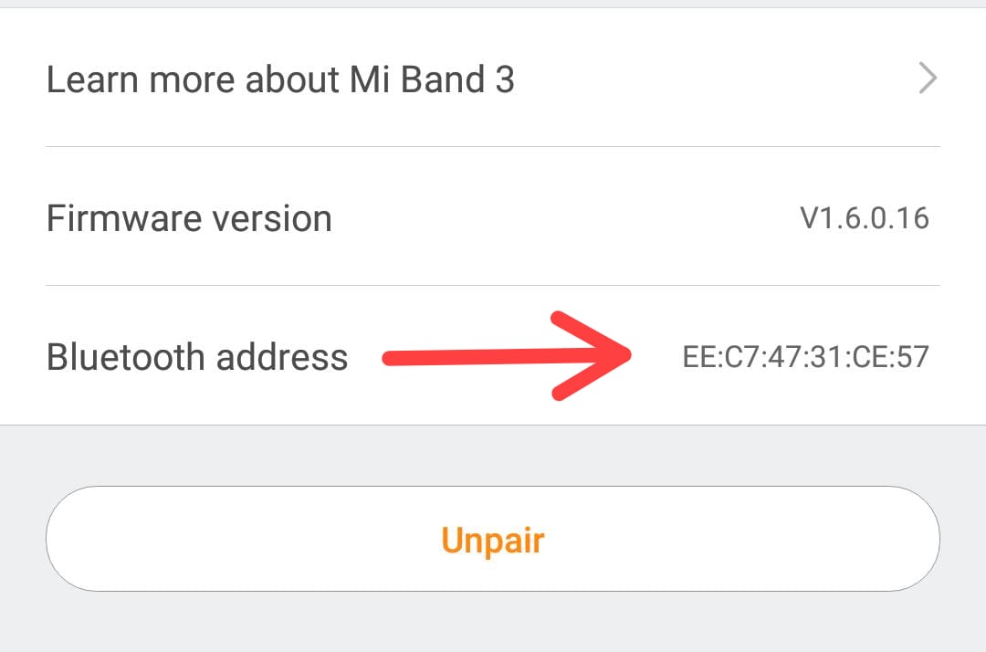 Copy Mi Band BT Address