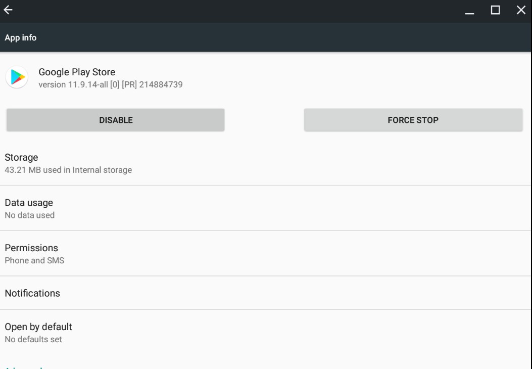 Force Stop Play Store