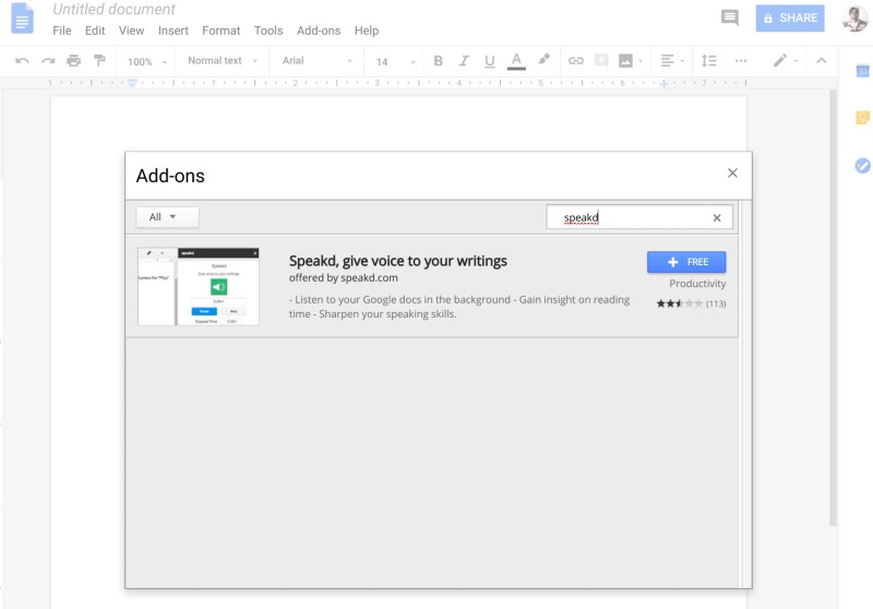 Adding Speakd to Google Docs