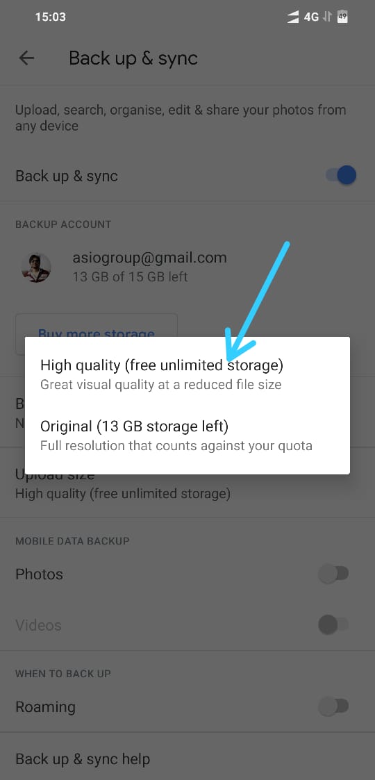 Select High Quality Photos for Unlimited Storage