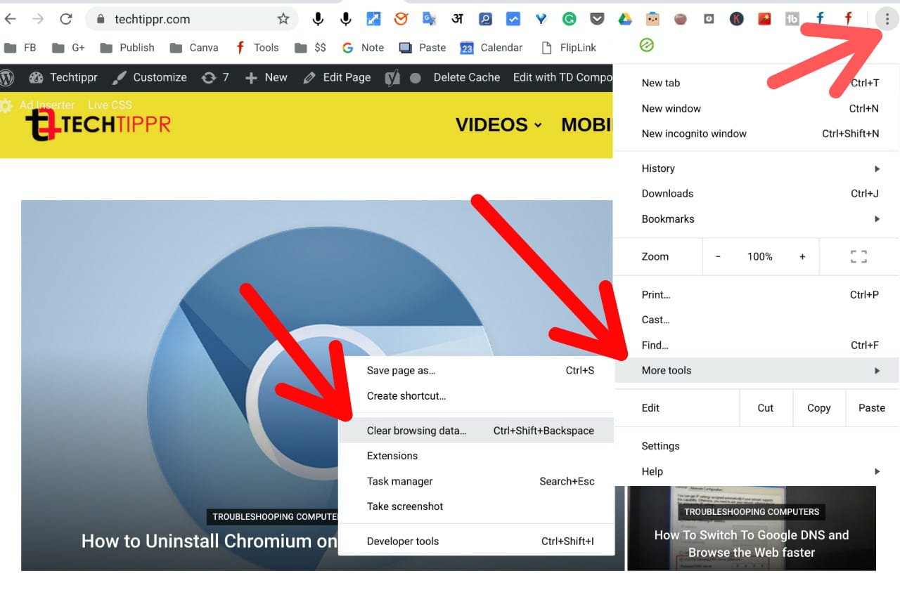 how to clear cache google chrome os x