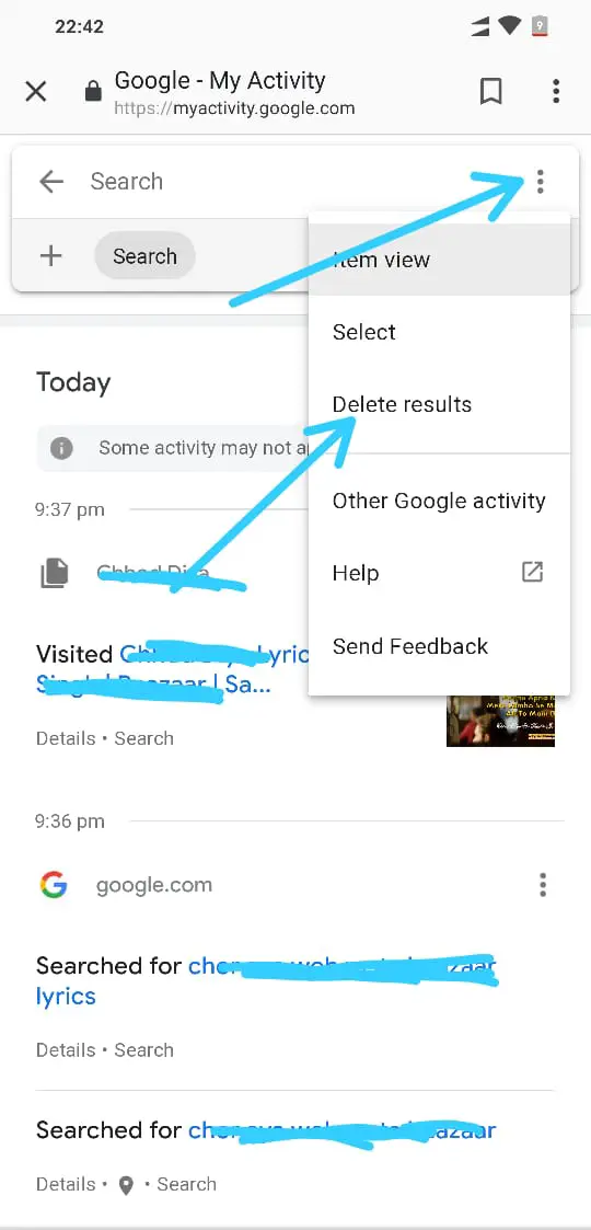 Deleting Search History in Google App