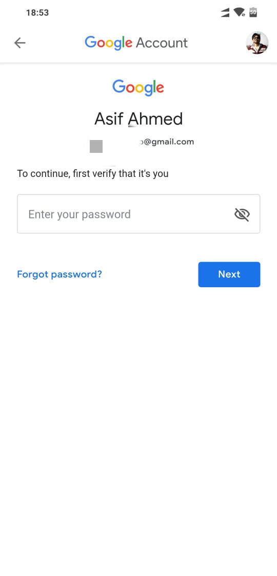 change password in gmail app