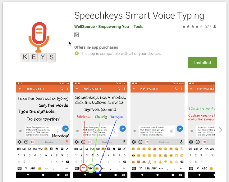 Speech Keys App for Voice Typing