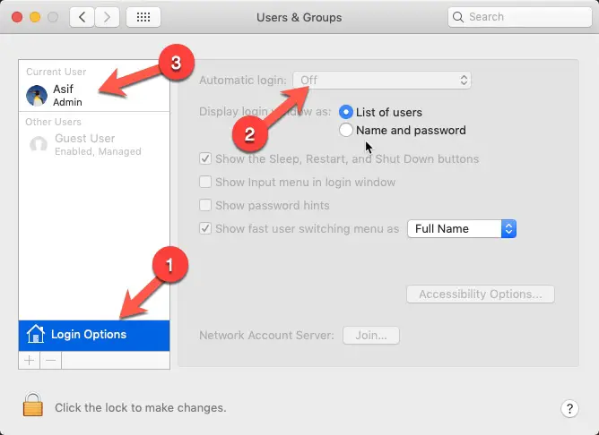 Turn On Automatic Login in Mac
