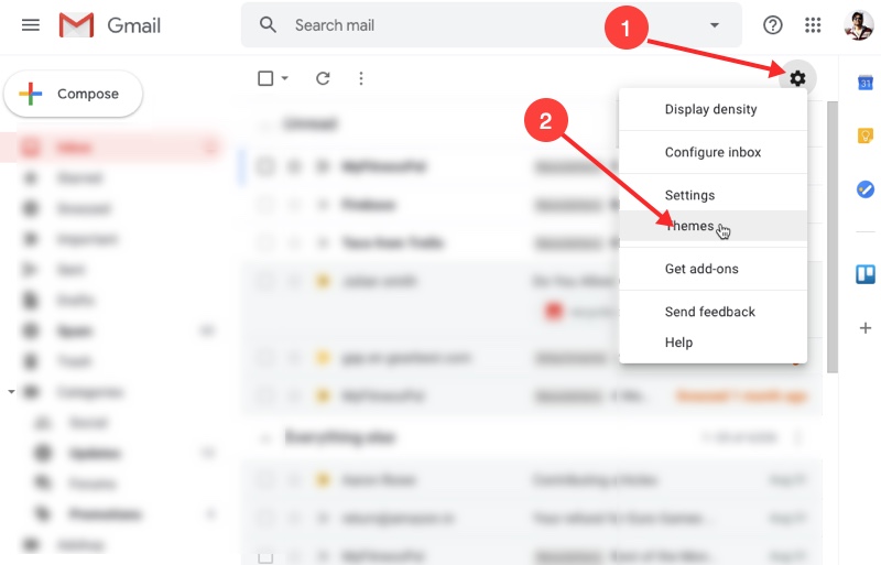 Enabled Dark Mode in Gmail