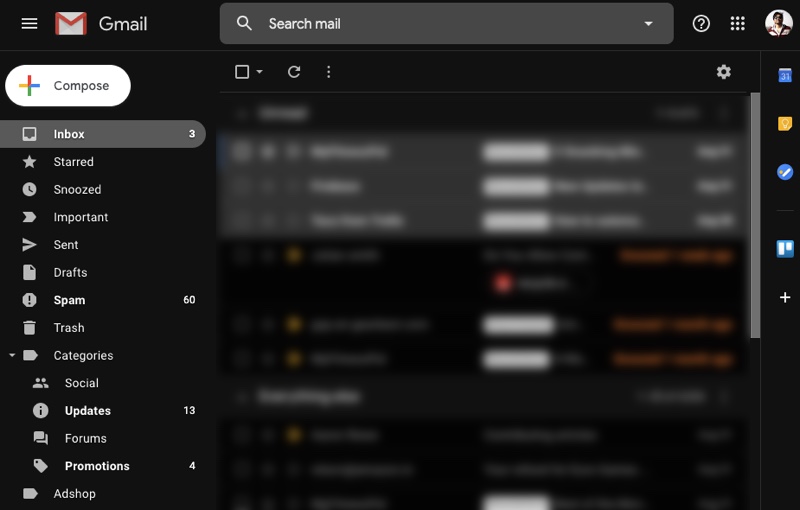 Gmail Dark Mode