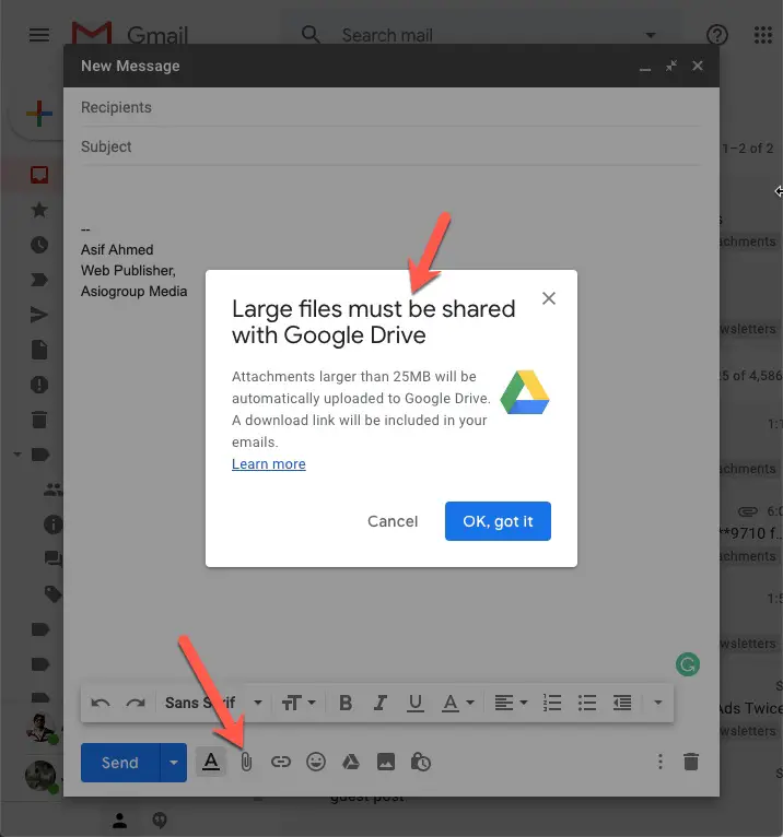 Send Large Files using Google Drive
