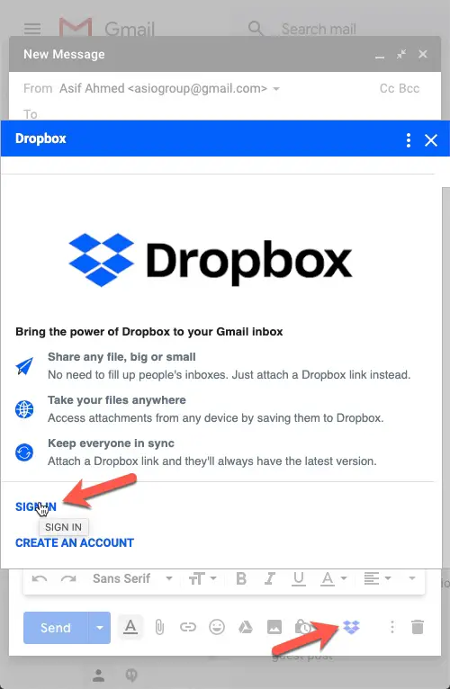 Use Dropbox in Gmail