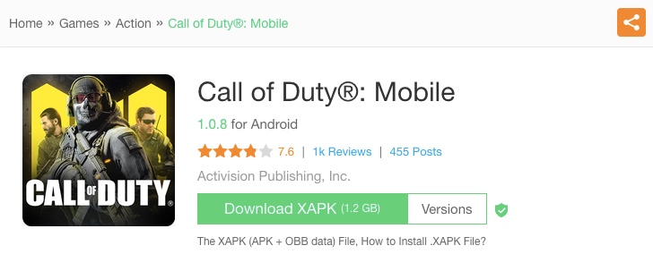 game call of duty apk