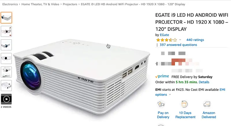 EGATE i9 Android and Wifi Enabled Projector