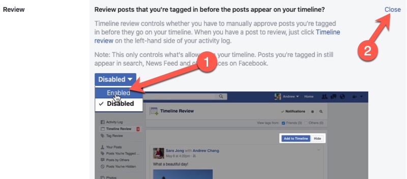 Enabled Tag Review on Facebook 03