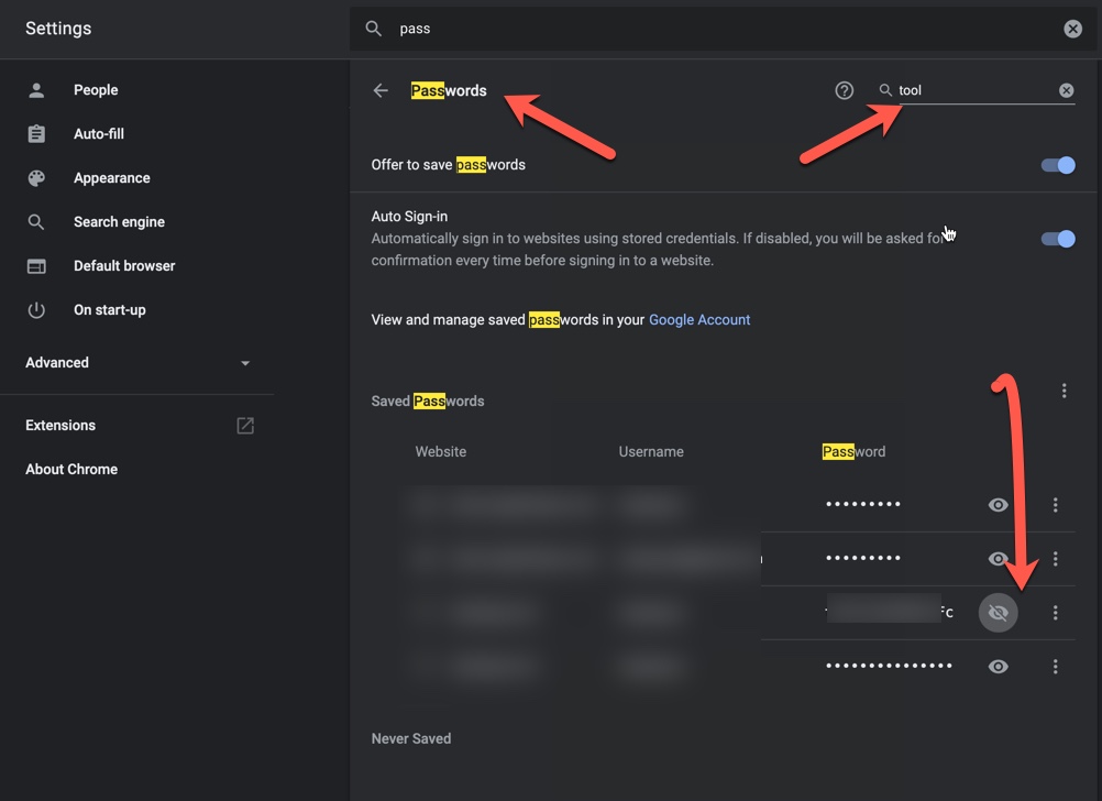 manage google chrome password manager