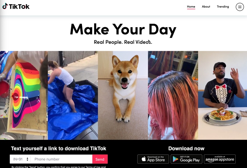 Tiktok Website on Browser