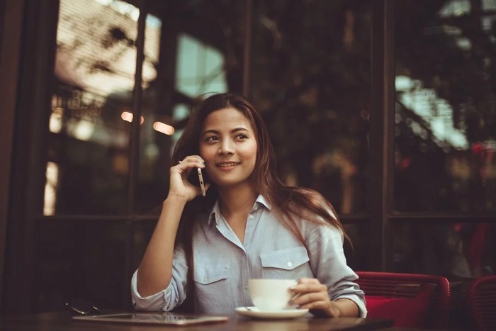 Lady Calling Mobile Phone