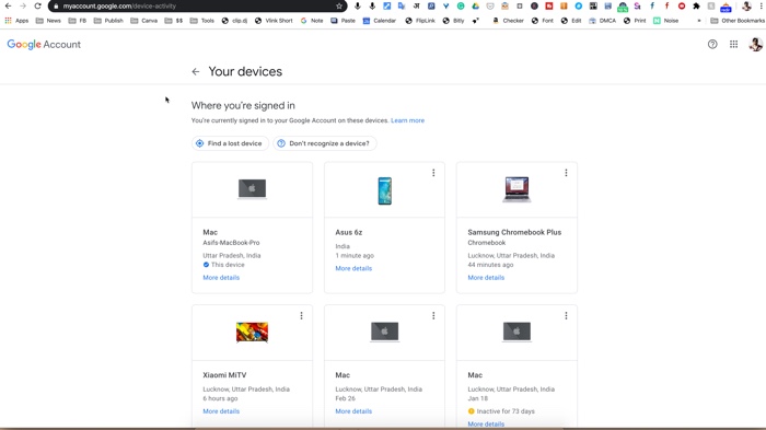 List of Devices in Google Account