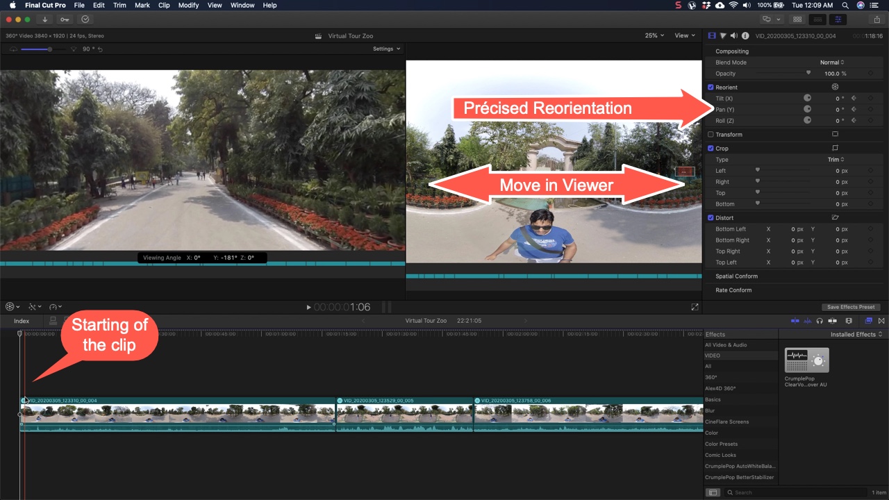 Reorientation 360 Videos in FCPX