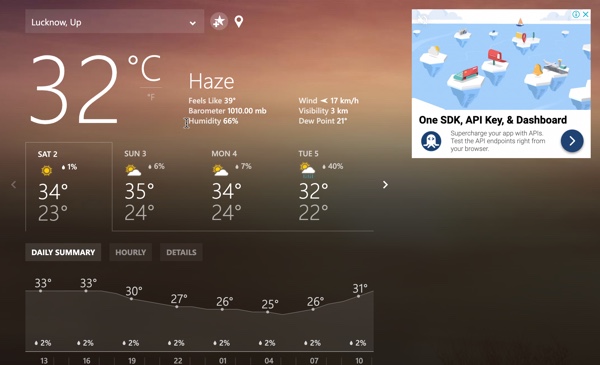 MSN Weather Page