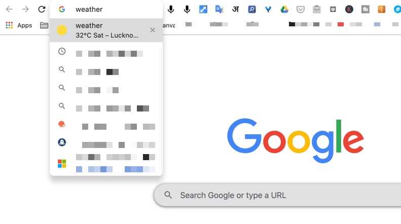 Weather in Google Chrome