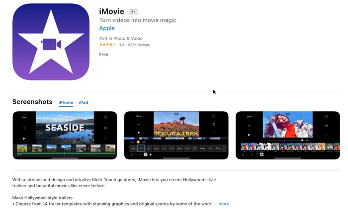 iMovie for iPhone and iPad