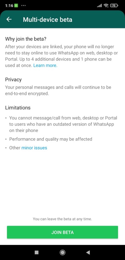 WhatsApp on Mutiple Devices 02